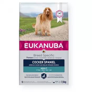Kuiv koeratoit EUKANUBA Breed Specific Cocker Spaniel 7.5 kg — kana, täiskasvanud, nahk ja karv, südametugi