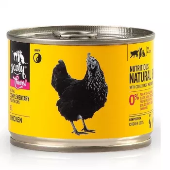 Täiendsööt kassidele 3coty CHICKEN Cheers! 160 g — märg konserv, kanamaitseline, 160 g, valk 12%, rasv 7,5%, niiskus 80%