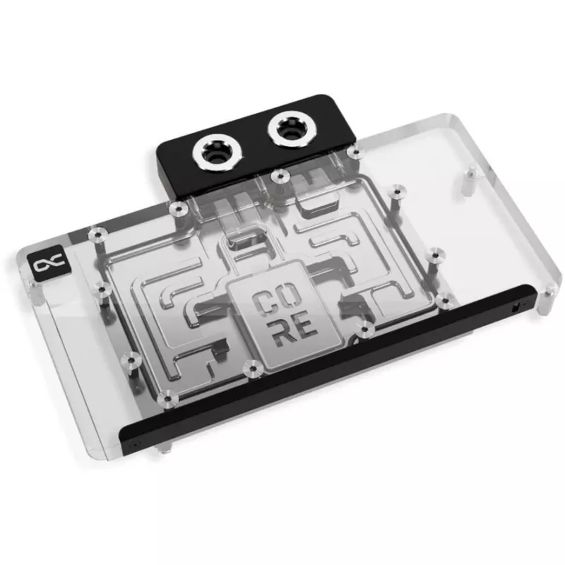 Graafikakaardi vesijahutusplokk Alphacool Core RX 9070 XT Hellhound+ Transparent Chrome tagaplaadiga