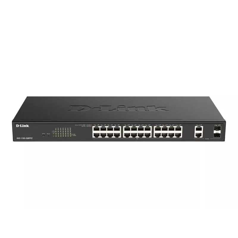D-Link DGS-1100-26MPV2/E võrgukommutaator hallatav L2 Gigabit Ethernet (10/100/1000) Power over Ethernet (PoE) must