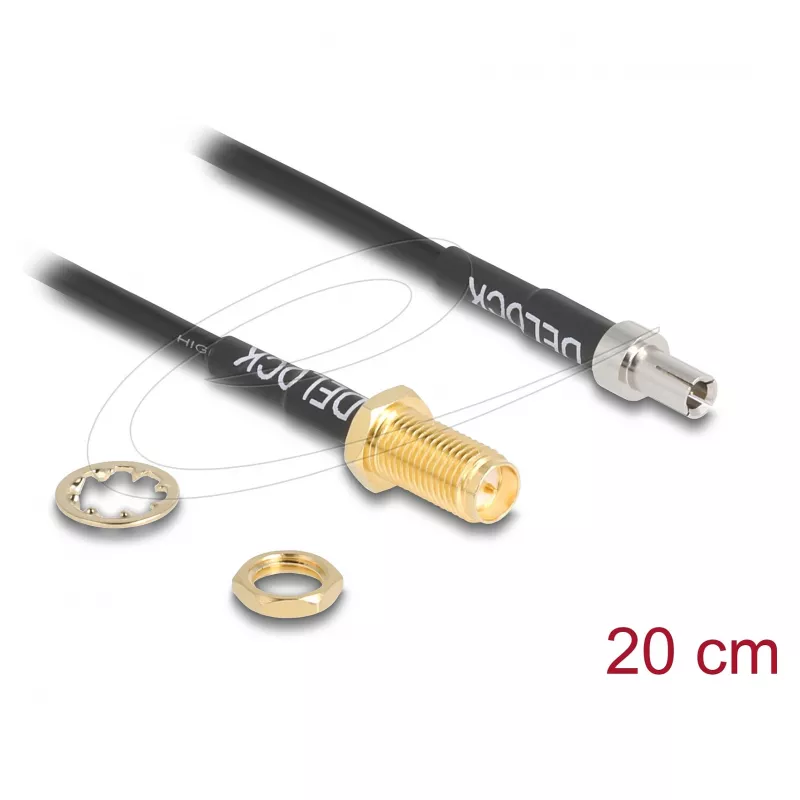 Koaksiaalkaabel DELOCK 90919 RG-174, 20 m, RP-SMA – TS9, must