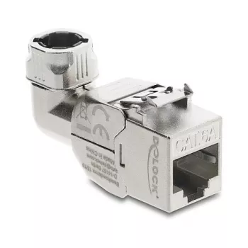 DeLOCK Keystone-moodul RJ45 pesa LSA-le Cat.6A metallriiv tööriistavaba 90° nurgaga varjestatud