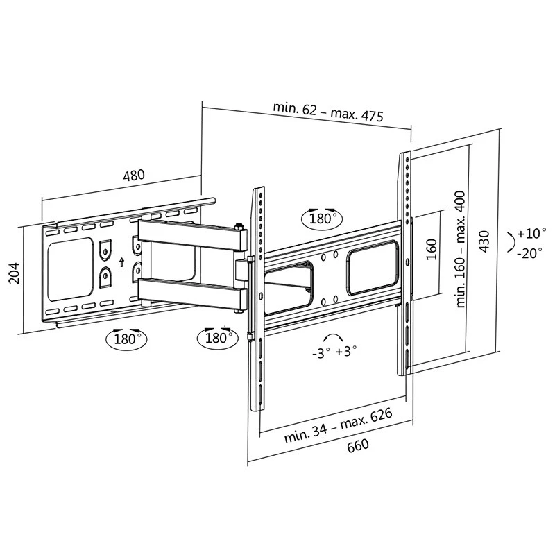 TV-kinnitus LogiLink BP0028 177,8 cm (70 tolli) must