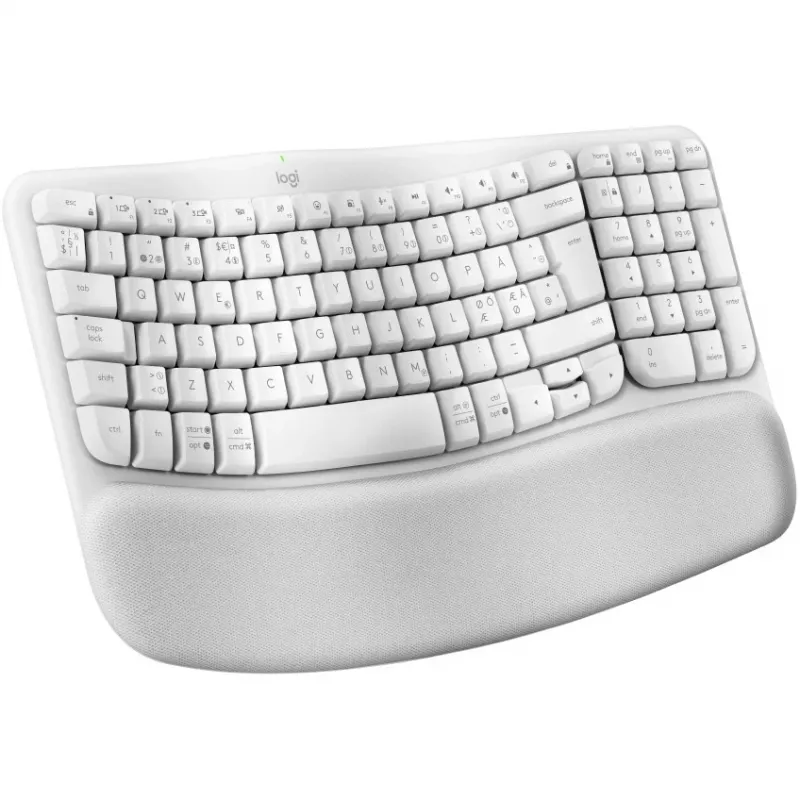 Logitech Wave Keys klaviatuur polsterdatud randmetoega, juhtmevaba, Bluetooth LE, QWERTY, valkjas (PAN)