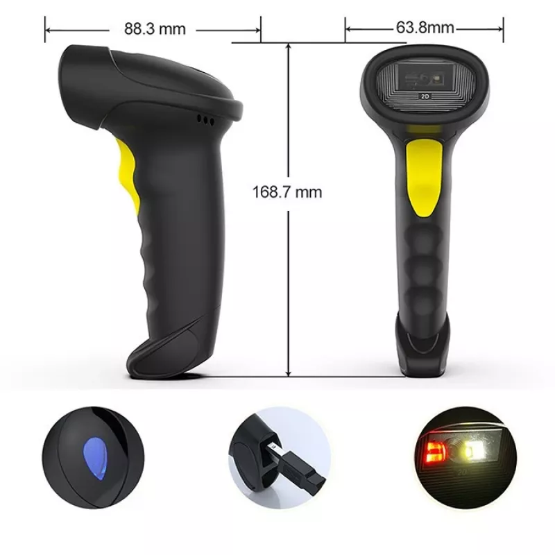 Vöötkoodilugeja QOLTEC 50880 1D/2D USB — käsiskanner USB-liidesega
