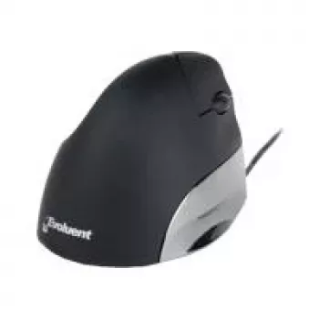 BakkerElkhuizen Evoluent Standard, paremakäeline, vertikaalne disain, optiline, USB Type-A, 1500 DPI, must, hall, hõbedane
