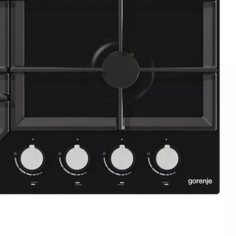 Gaasipliit Gorenje GT641KB, sisseehitatav 60 cm, 4 gaasitsooni, karastatud klaas, malmist restid, pöördnupud