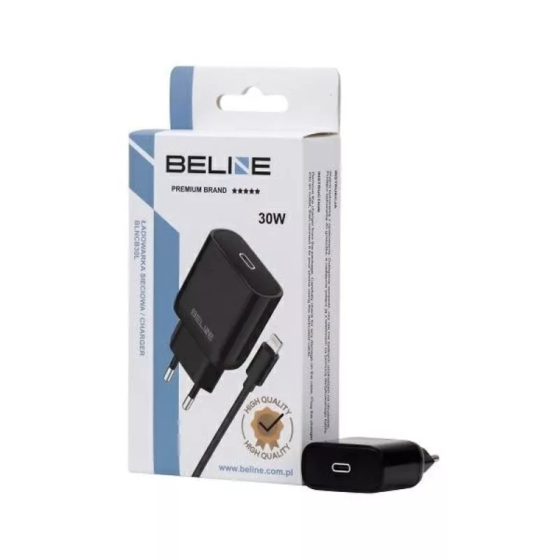 Laadija 30W USB-C Lightningile Beline Beli02174 musta kaabliga