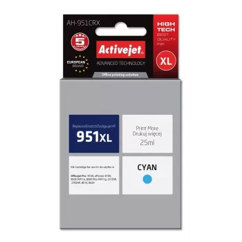 Activejet AH-951CRX tint (asendus HP 951XL CN046AE jaoks; Premium; 25 ml; tsüaan)
