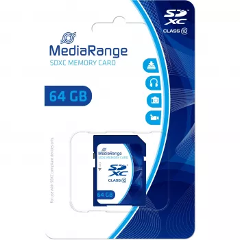 MediaRange - Välkmälukaart - 64 GB - Klass 10 - SDXC - Sinine (MR965)