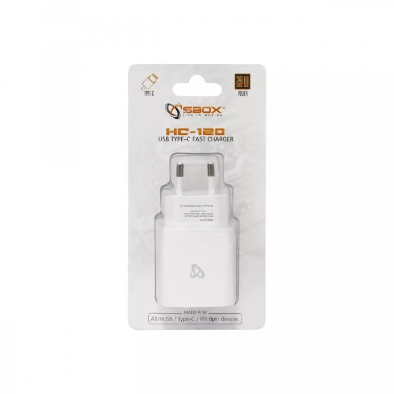 Sbox HC-120 USB Type-C kodulaadija valge