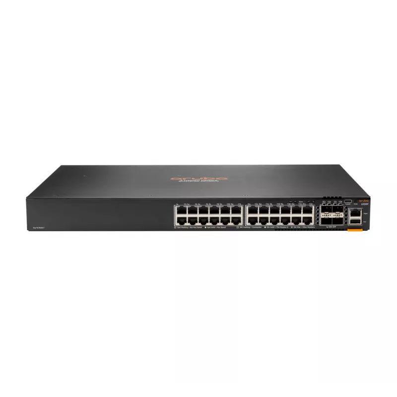 HPE - Aruba seeria - Aruba 6300F - kommutaator - L3 - hallatav - 24 x 10/100/1000 + 4 x 1 Gigabit / 10 Gigabit / 25 Gigabit / 50 Gigabit SFP56 (üleslink / virnastamine) ees ja küljel taga
