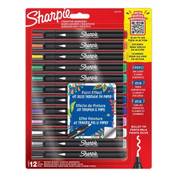 Akrüülvärvi markerid Sharpie Creative Marker 12 tk kuulotsaga must