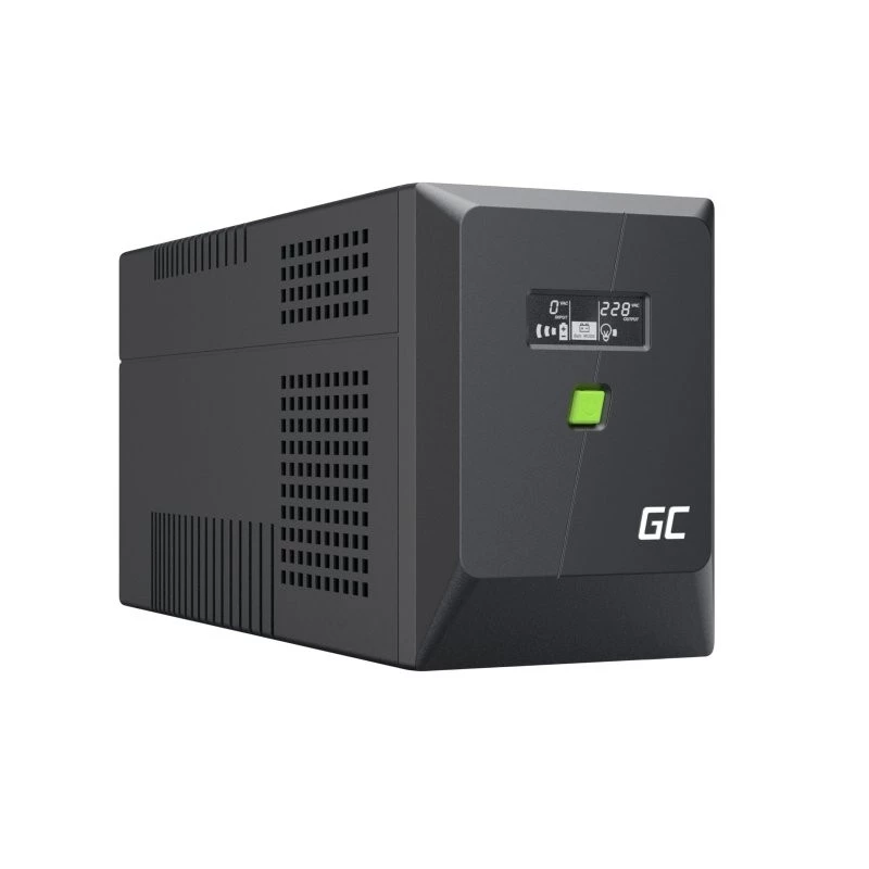 Katkematu toiteallikas UPS liiniinteraktiivne Green Cell 1,5 kVA / 1050 W, 5 vahelduvvoolupistikut, Puhas siinuslaine, AVR, USB, Torn, Must