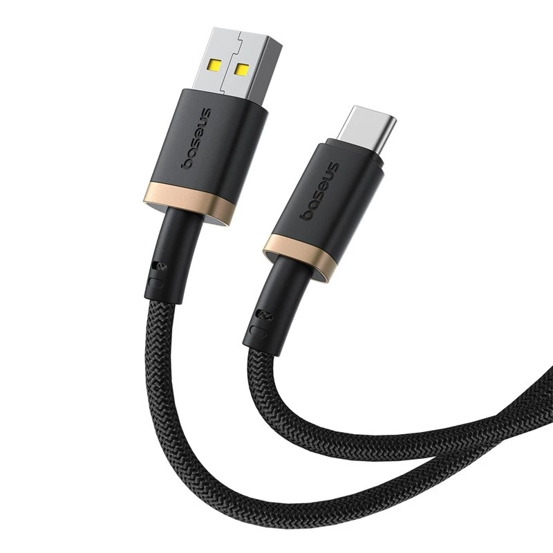Baseus Dura USB tüüp A kuni tüüp C 60 W kiirlaadimiskaabel 2 m Must, Kuldne