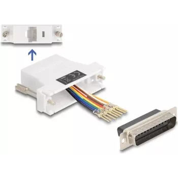 DeLOCK D-Sub 25 kontaktiga emane ja RJ45 emane monteerimiskomplekt valge VGA RJ-45