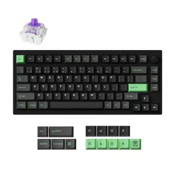 Mehaaniline klaviatuur Keychron P1 H-M1Z 75% juhtmega ja juhtmevaba USB, RF, Bluetooth 5.2, RGB-taustvalgustus, must, aku kuni 100 tundi, USB-C