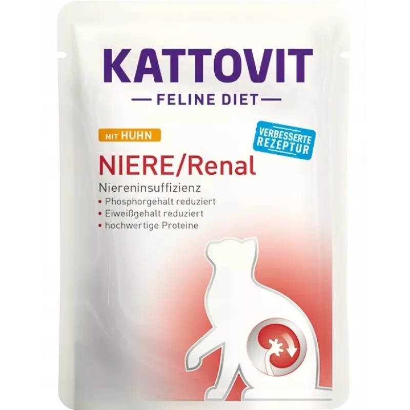 Märg kassitoit KATTOVIT Niere/Renal 85 g kotike — 12 x 85 g, linnuliha (veiseliha, kana, part, kalkun) täiskasvanud kassidele neerupuudulikkusega
