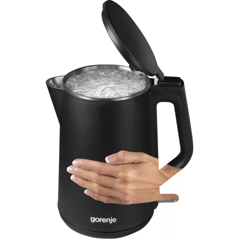 Elektriline veekeetja Gorenje K15DWBK — 1,5 L, 2200 W, must, nuppjuhtimine, 360° alus