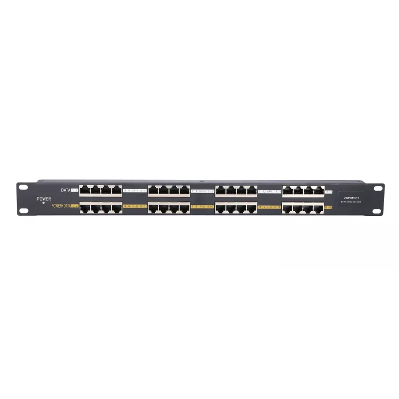 Extralink PoE-injektor 16 pordiga 16x 100Mb/s RJ45, riiulipaigaldatav