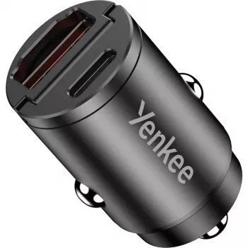 Autolaadija YENKEE CAR 02 Power Delivery 30W USB-A ja USB-C portidega