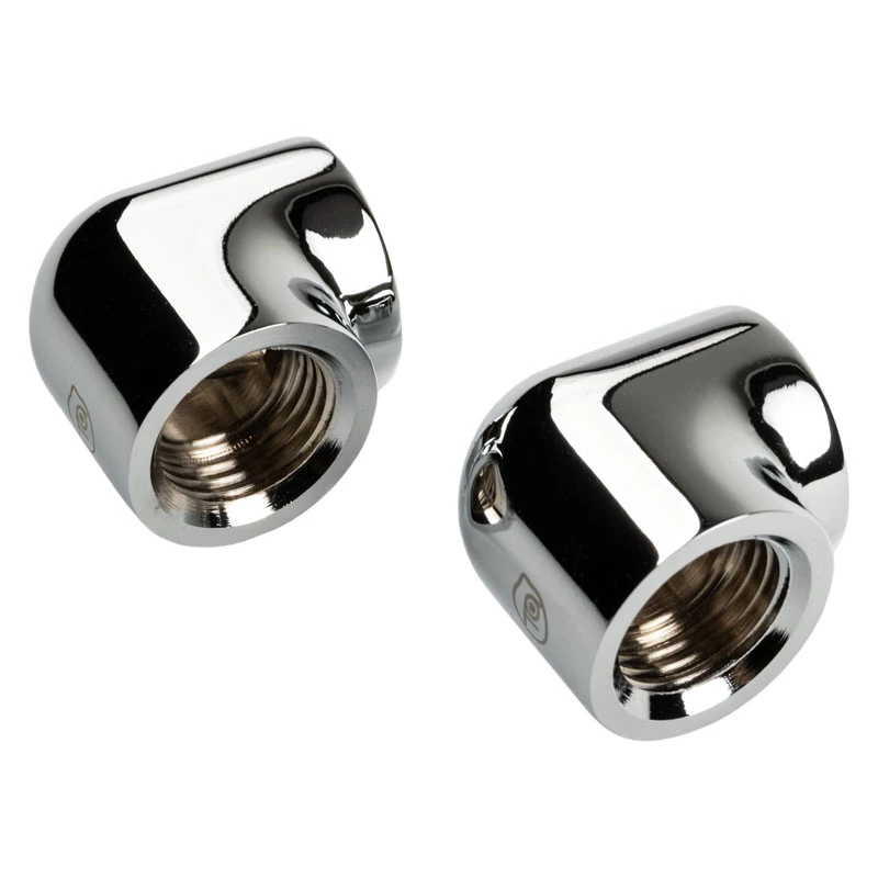 Bitspower Touchaqua adapter 90 kraadi G1/4 tolli sisekeermega G1/4 tolli sisekeermele - 2-pack, hõbedane