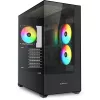 PC tornikorpus Sharkoon SK6 ARGB Tower ATX Must — keskklassi torn ATX, ARGB valgustus, karastatud klaasist külgpaneel