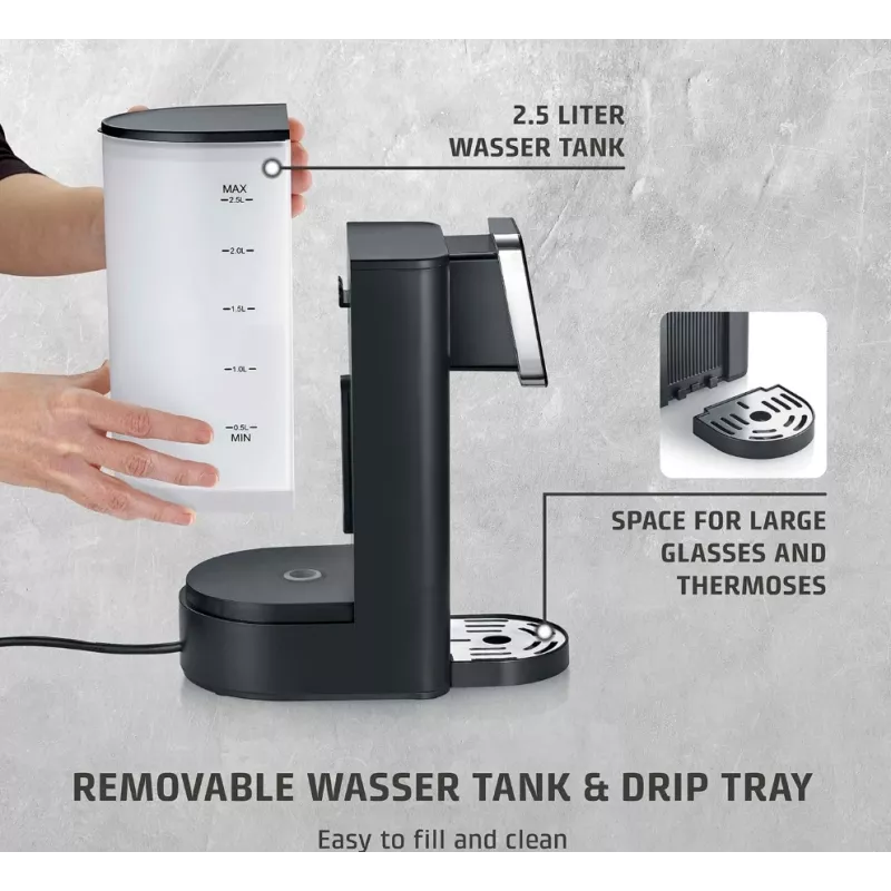 Caso Turbo Kuuma Vee Automaat | HW 616 | Veeautomaat | 2600 W | 2,5 L | Plastik/Roostevaba teras | Must/Roostevaba teras