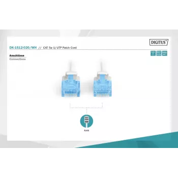 Võrgukaabel Digitus CAT 5e U/UTP RJ-45 2m Valge