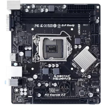 Emaplaat BIOSTAR H61MHV3 micro ATX, Intel H61 kiibistik, LGA 1155, DDR3, 2x DIMM, 4x SATA II, HDMI, VGA