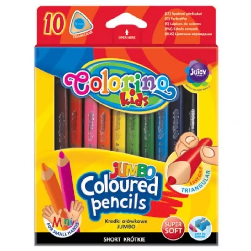Värvipliiatsid colorino JUMBO Kolmnurkne — 10 värvi, 8,9 cm