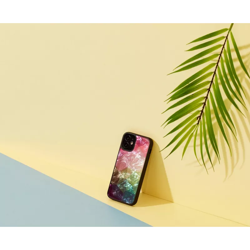 Kaitsev telefoniümbris iKins Apple iPhone 12 mini jaoks — vee-lille disain, must