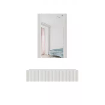 Dressing table with mirror cama meble PAFOS 80×41.6×100 cm, Valge matte, MDF frame, 1 drawer