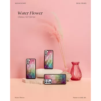 Nutitelefoni ümbris iKins Samsung Galaxy S21+ jaoks — vesilille disain, must