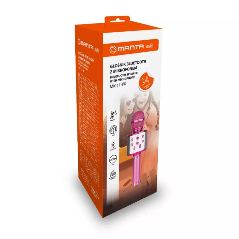Mikrofon MANTA MIC11-PK roosa — juhtmega 3,5 mm pesa, kerge käeshoitav