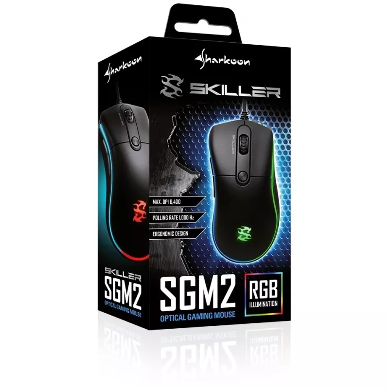Sharkoon Skiller SGM2 mänguhiir Juhtmega Ergonomiline optiline 6 nuppu Must