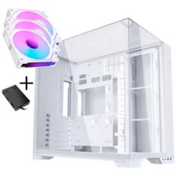 Lian Li O11 Vision Compact - Valge + 3x UNI FAN SL-INF 120 ARGB Reverse Blade PWM Ventilaator - 120mm (sh kontrolleriga)