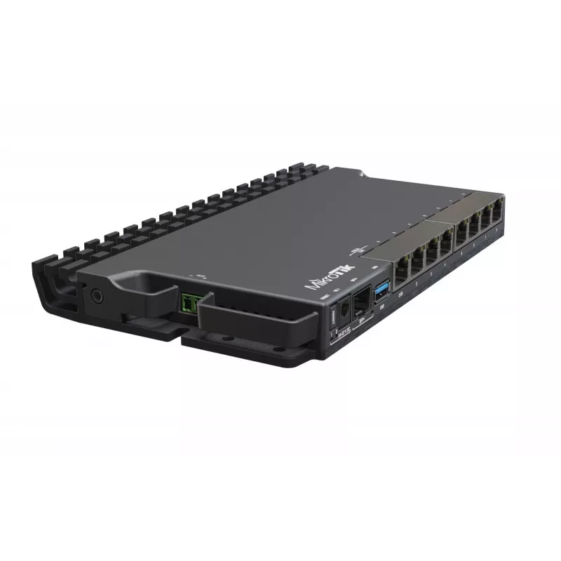Juhtmega ruuter MikroTik RB5009UG+S+IN — 1x RJ-45, 7x Gigabit vask, 1x SFP+, PoE, DC, 2,5 GbE liides, must