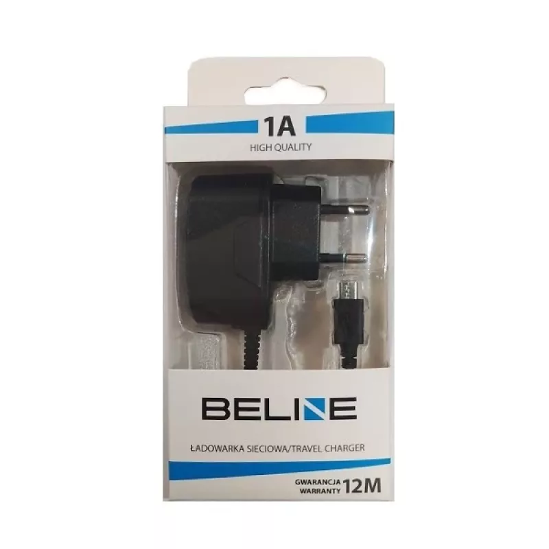 Reisilaadija Beline Beli0013 microUSB 1A must — kompaktne 1A USB seinadapter