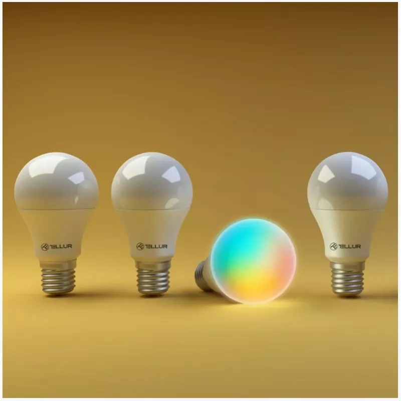 Nutipirn Tellur E27 RGB Dimmer – Wi‑Fi RGBW E27 nutipirn hämardusfunktsiooniga
