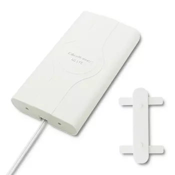 Omnisuunaline antenn QOLTEC 57013, 0,6–2,7 GHz, 30 dBi, vertikaalne polarisatsioon, 50 Ω, valge ABS-korpus
