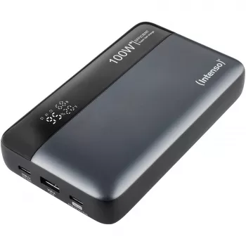Akupank INTENSO 7350050 — 20000 mAh, 1× USB-A + 2× USB-C, 100 W koguväljundvõimsus, must/hall