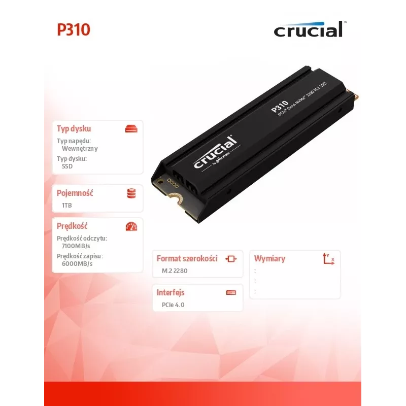 SSD-ketas Crucial 1 TB M.2 PCI Express 4.0 NVMe P310