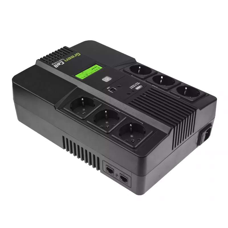 Green Cell AiO 800VA LCD katkematu toiteallikas (UPS) Line-Interactive 0.8 kVA 480 W 6 AC-pistikupesa
