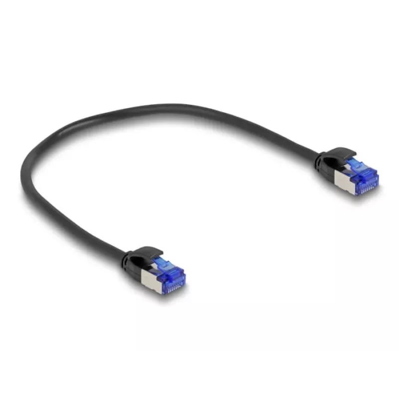 Võrgukaabel DeLOCK RJ45 Cat.6A S/FTP Õhuke 0,25 m Must
