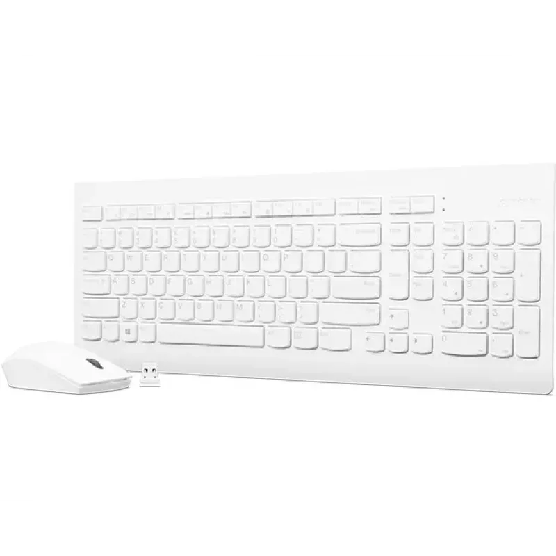 Täissuuruses mehaaniline klaviatuuri ja hiire komplekt Lenovo GX30W75336 — USB + Bluetooth, QWERTY, valge