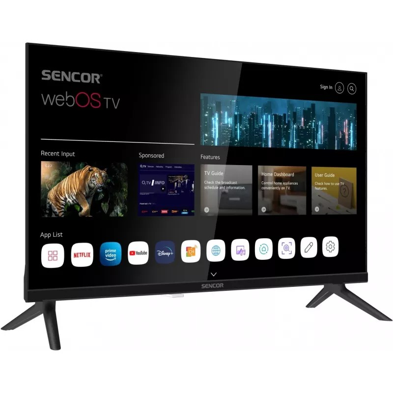 24-tolline SENCOR SLE 24S803B HD Ready SMART TV koos webOS-i, Wi-Fi, Bluetoothi, DVB-T2/C/S2, 1366×768