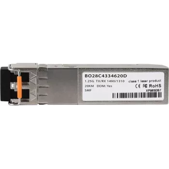 Ühilduv Cisco GLC-2BX-D BlueOptics© BO28C4334620D cSFP-moodul, LC-Dupleks, 1000BASE-2BX-D, Singlemode Fiiber, TX:1490nm/RX:1310nm, 20KM, 0°C/+70°C, DDM (GLC-2BX-D-BO)