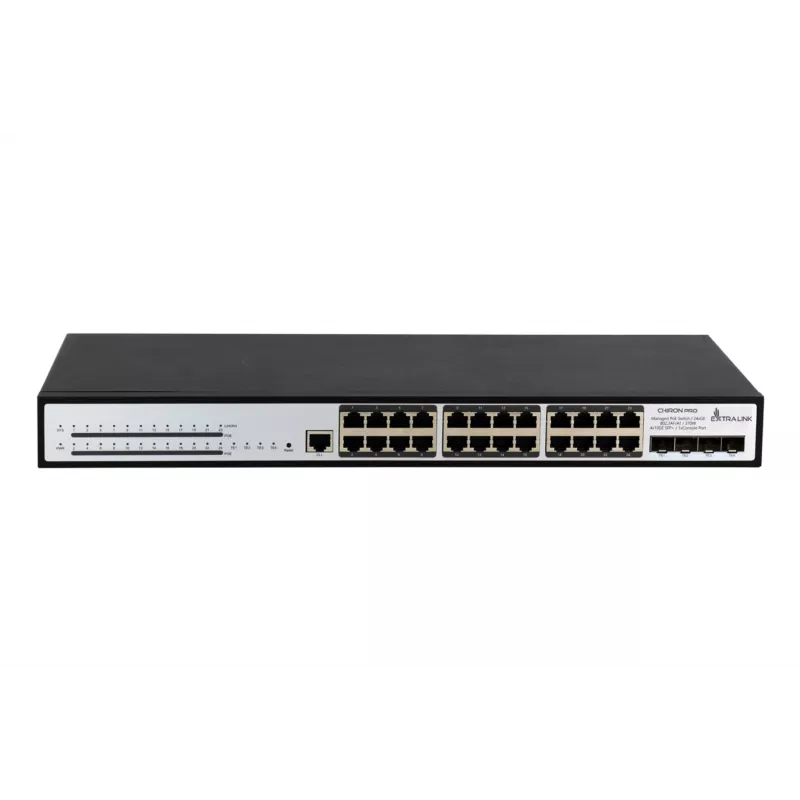 Mäluvoog Extralink Chiron Pro 24x RJ45 1000Mb/s PoE 4x SFP+ L3 370W