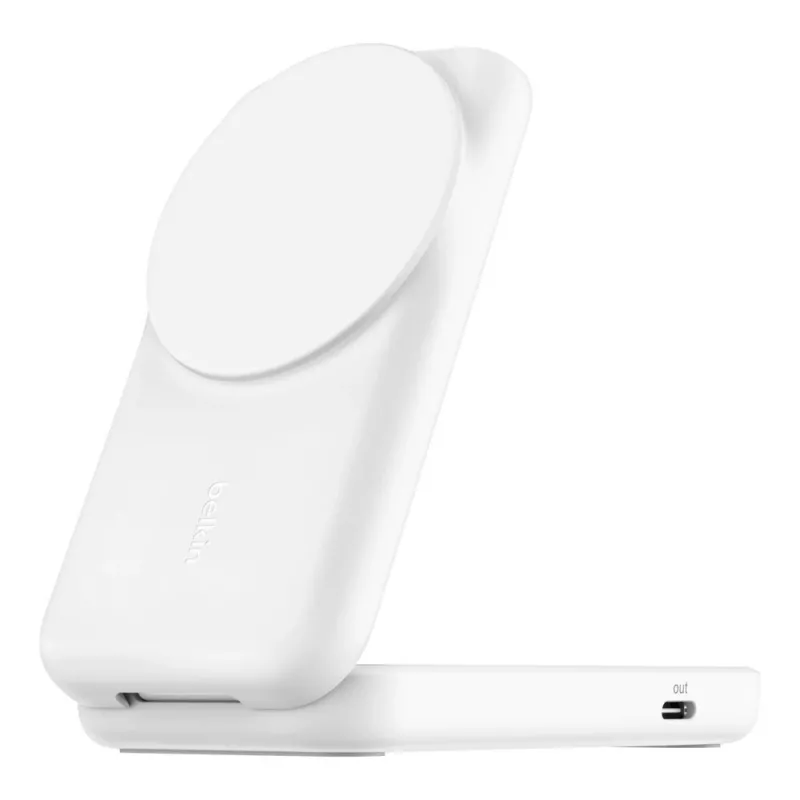 Belkin UltraCharge 25W Qi2 2-ühes kokkupandav juhtmevaba laadimisalus, valge (WIZ038KQWH)
